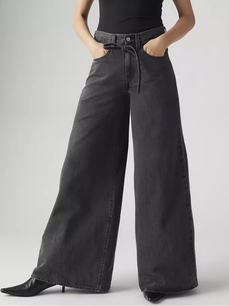 Levi's Black Wide-Leg Tie-Waist Jeans